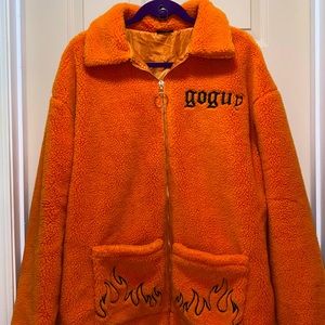 GoGuy Orange Teddy Jacket SZ L/XL pre-loved lining shows wear in pictures.